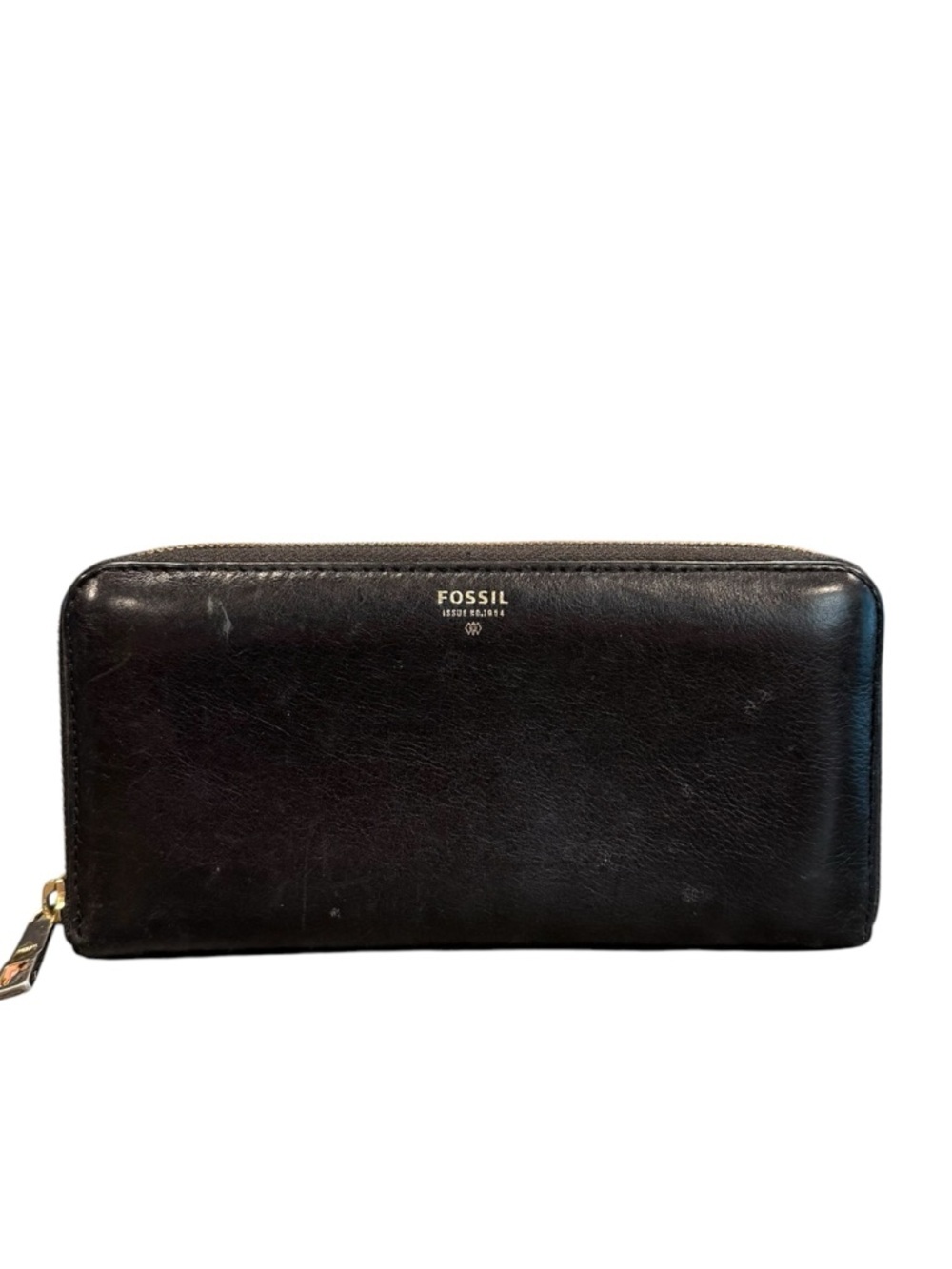 Fossil Zip Around black leather wallet vintage
